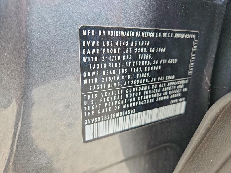 Aukcja sprzedaży 2024 Volkswagen Taos, vin: 3VVSX7B22RM056593, numer aukcji: 62587396