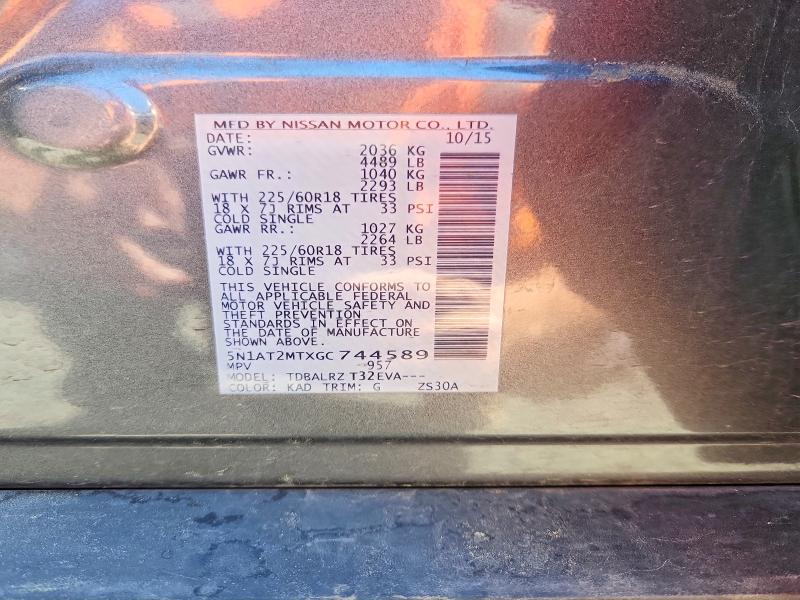 Продажа на аукционе авто 2016 Nissan Rogue, vin: 5N1AT2MTXGC744589, номер лота: 60249346