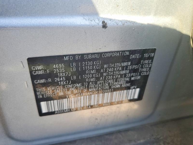 Aukcja sprzedaży 2019 Subaru Outback, vin: 4S4BSANC2K3239901, numer aukcji: 60193086