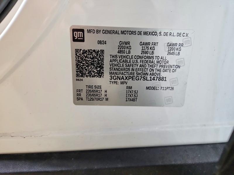 Продажа на аукционе авто 2025 Chevrolet Equinox, vin: 3GNAXPEG7SL147881, номер лота: 61729776