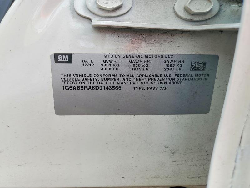 62810346 :رقم المزاد ، 1G6AB5RA6D0143566 vin ، 2013 Cadillac Ats مزاد بيع