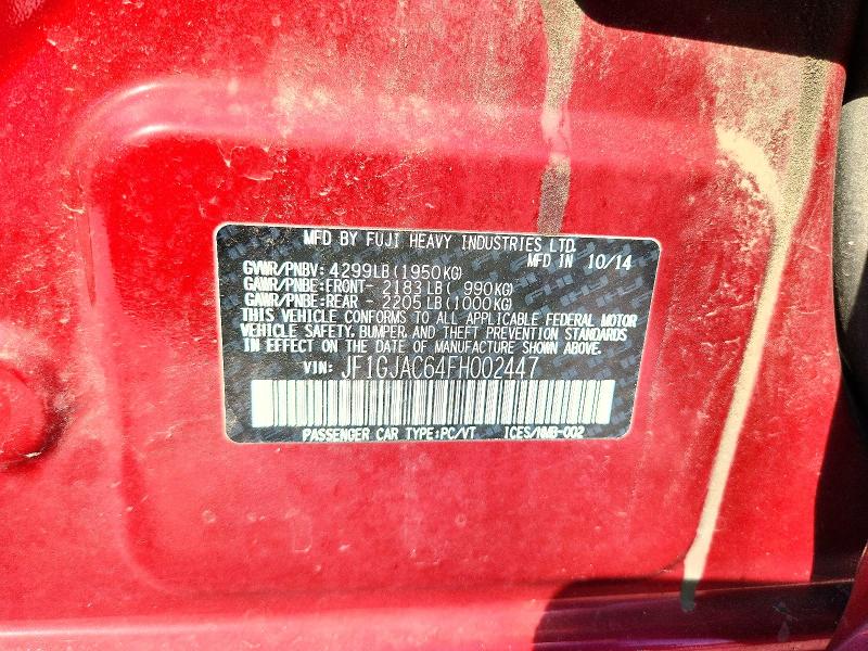 61397176 :رقم المزاد ، JF1GJAC64FH002447 vin ، 2015 Subaru Impreza مزاد بيع