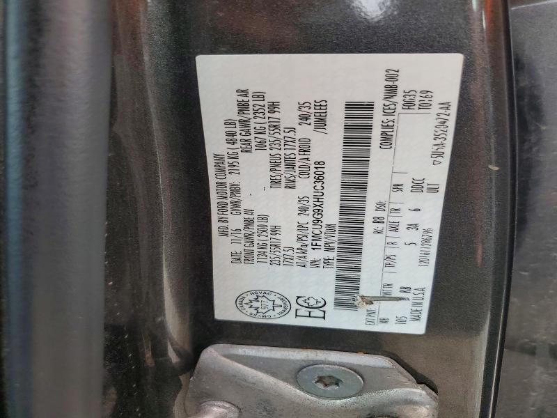 61602756 :رقم المزاد ، 1FMCU9G9XHUC36018 vin ، 2017 Ford Escape مزاد بيع