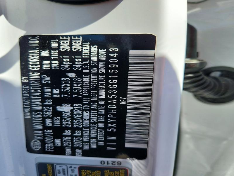 61358756 :رقم المزاد ، 5XYPHDA53GG159043 vin ، 2016 Kia Sorento مزاد بيع