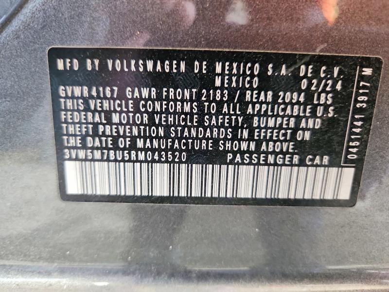 2024 Volkswagen Jetta მანქანა იყიდება აუქციონზე, vin: 3VW5M7BU5RM043520, აუქციონის ნომერი: 62920616