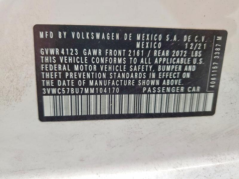 Aukcja sprzedaży 2021 Volkswagen Jetta, vin: 3VWC57BU7MM104170, numer aukcji: 61240796