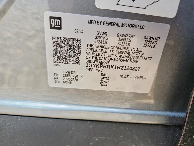 61295836 :رقم المزاد ، 1GYKPRRK1RZ124827 vin ، 2024 Cadillac Lyriq مزاد بيع