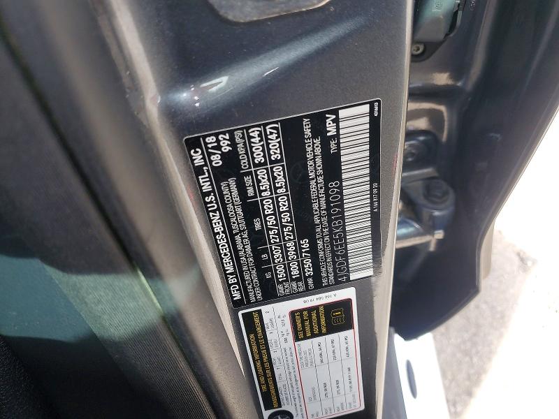 60646496 :رقم المزاد ، 4JGDF6EE5KB191098 vin ، 2019 Mercedes-benz Gls مزاد بيع