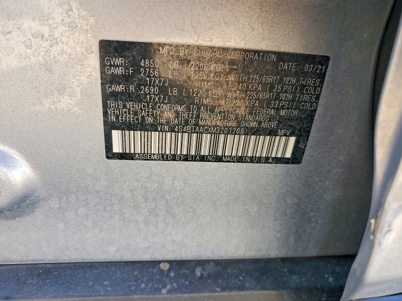 Aukcja sprzedaży 2021 Subaru Outback, vin: 4S4BTAACXM3201208, numer aukcji: 59705096