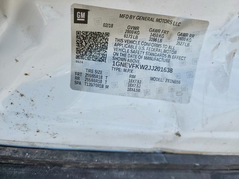 Продажа на аукционе авто 2018 Chevrolet Traverse, vin: 1GNEVFKW2JJ201638, номер лота: 60122956