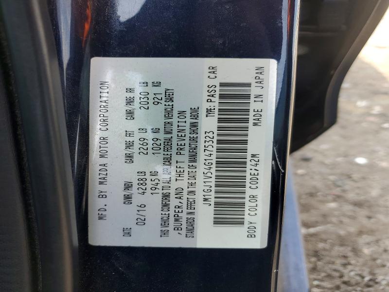 2016 Mazda 6 მანქანა იყიდება აუქციონზე, vin: JM1GJ1V54G1475323, აუქციონის ნომერი: 59946986