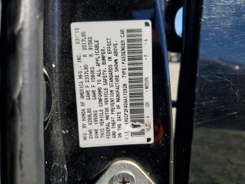 2010 Honda Accord მანქანა იყიდება აუქციონზე, vin: 1HGCP2F40AA172928, აუქციონის ნომერი: 62311076