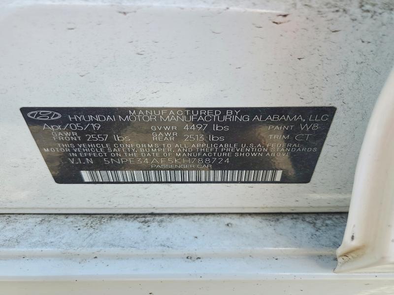 61021826 :رقم المزاد ، 5NPE34AF5KH788724 vin ، 2019 Hyundai Sonata مزاد بيع