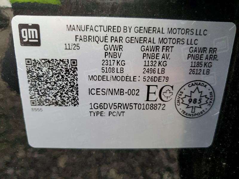 2026 Cadillac Ct5-v მანქანა იყიდება აუქციონზე, vin: 1G6DV5RW5T0108872, აუქციონის ნომერი: 62960816
