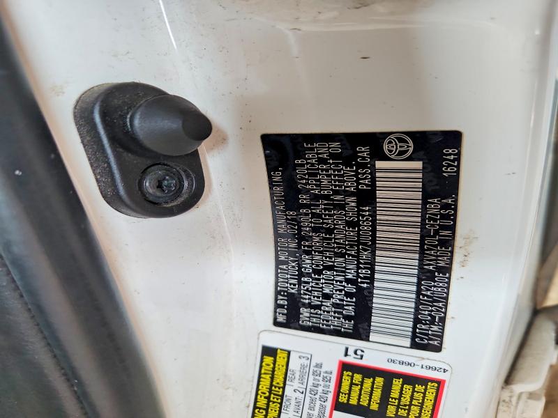 62170656 :رقم المزاد ، 4T1B11HK7JU086544 vin ، 2018 Toyota Camry مزاد بيع