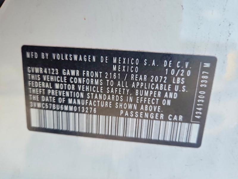 62906346 :رقم المزاد ، 3VWC57BU6MM013276 vin ، 2021 Volkswagen Jetta مزاد بيع
