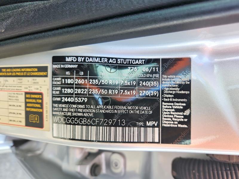 63231416 :رقم المزاد ، WDCGG5GB6CF729713 vin ، 2012 Mercedes-benz Glk مزاد بيع