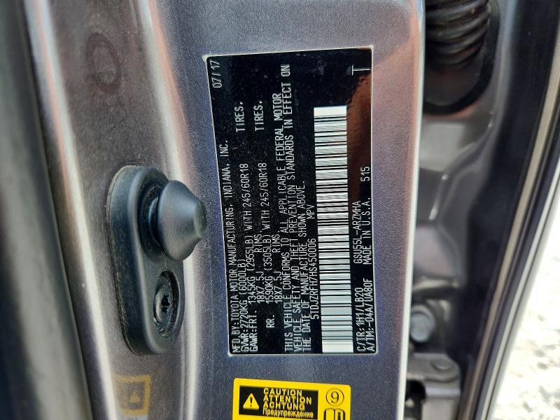 2017 Toyota Highlander მანქანა იყიდება აუქციონზე, vin: 5TDJZRFH7HS450006, აუქციონის ნომერი: 60940256