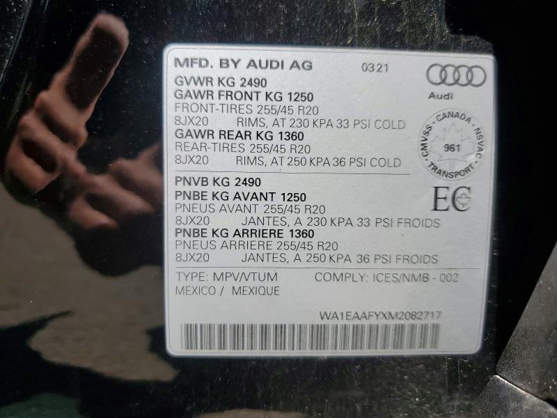 Продажа на аукционе авто 2021 Audi Q5, vin: WA1EAAFYXM2082717, номер лота: 62935996