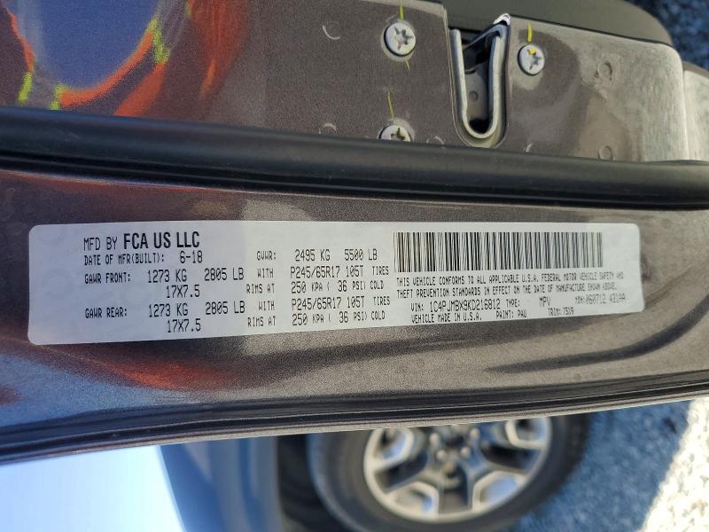 Продажа на аукционе авто 2019 Jeep Cherokee, vin: 1C4PJMBX9KD216812, номер лота: 62710136
