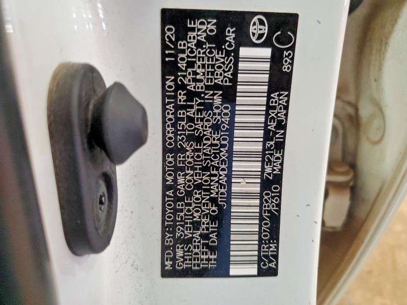 59780676 :رقم المزاد ، JTDEAMDEXMJ019400 vin ، 2021 Toyota Corolla مزاد بيع