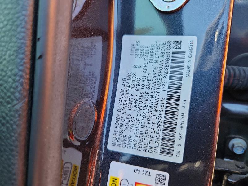 85990955 :رقم المزاد ، 2HGFE2F27SH545113 vin ، 2025 Honda Civic مزاد بيع