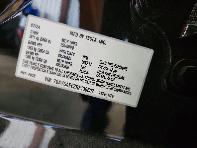 Aukcja sprzedaży 2024 Tesla Model Y, vin: 7SAYGAEE3RF130607, numer aukcji: 61907276