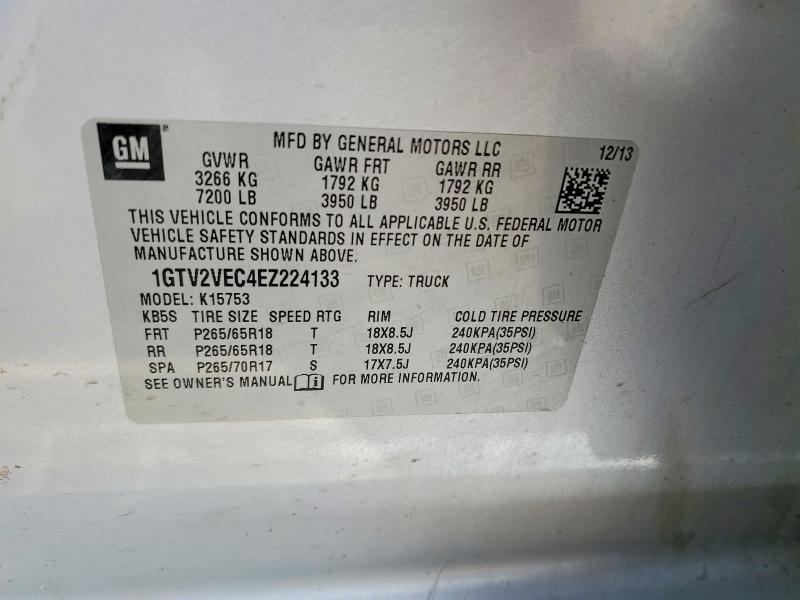 2014 Gmc Sierra მანქანა იყიდება აუქციონზე, vin: 1GTV2VEC4EZ224133, აუქციონის ნომერი: 60751146