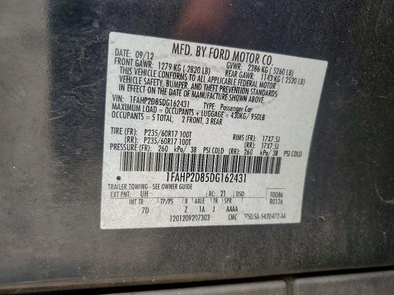 Aukcja sprzedaży 2013 Ford Taurus, vin: 1FAHP2D85DG162431, numer aukcji: 62867876