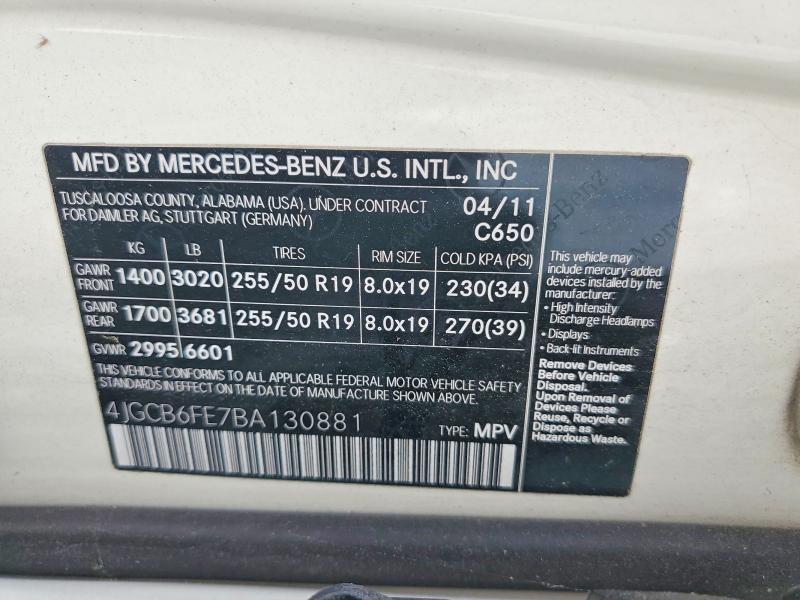 Продажа на аукционе авто 2011 Mercedes-benz R, vin: 4JGCB6FE7BA130881, номер лота: 59741956