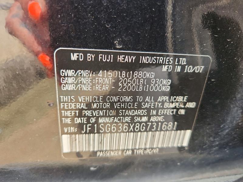 Продаж на аукціоні авто 2008 Subaru Forester, vin: JF1SG636X8G731681, номер лоту: 61965816