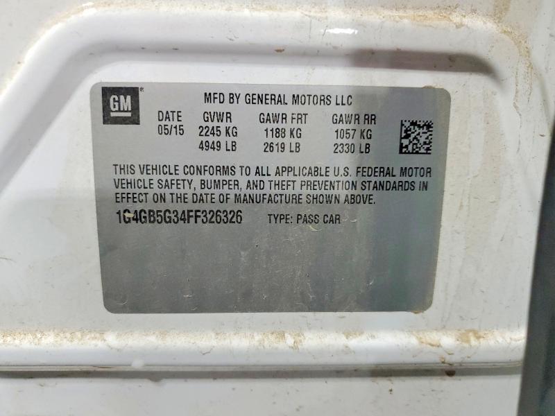 60583806 :رقم المزاد ، 1G4GB5G34FF326326 vin ، 2015 Buick Lacrosse مزاد بيع