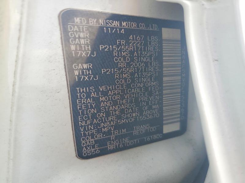 63045416 :رقم المزاد ، JN8AF5MV0FT553670 vin ، 2015 Nissan Juke مزاد بيع