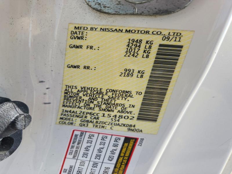 2012 Nissan Altima მანქანა იყიდება აუქციონზე, vin: 1N4AL2EP6CC154802, აუქციონის ნომერი: 59389386
