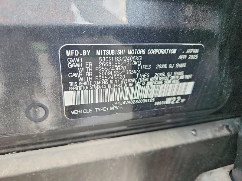 62397766 :رقم المزاد ، JA4J4VA82SZ035125 vin ، 2025 Mitsubishi Outlander مزاد بيع