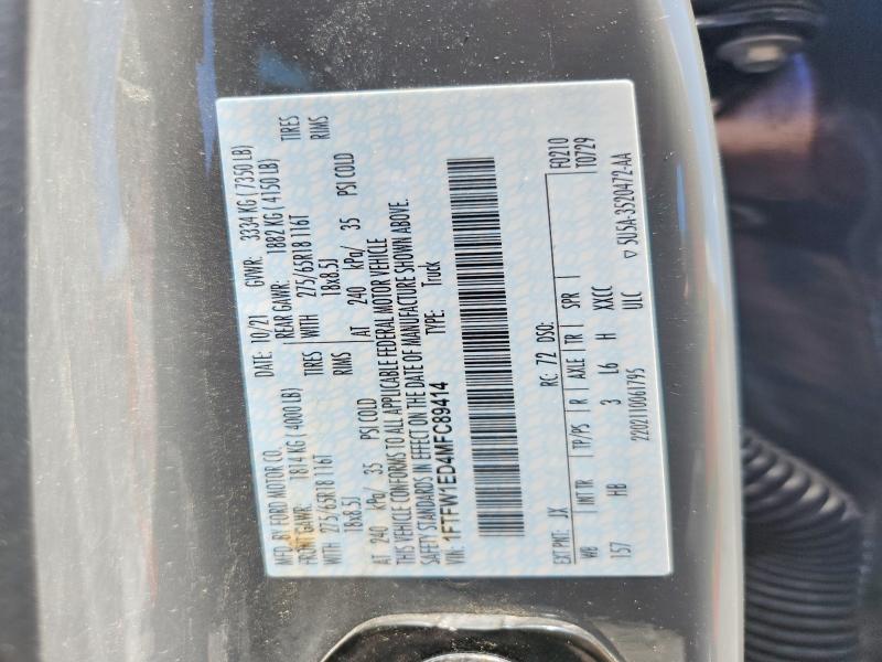 Продаж на аукціоні авто 2021 Ford F150, vin: 1FTFW1ED4MFC89414, номер лоту: 61170976