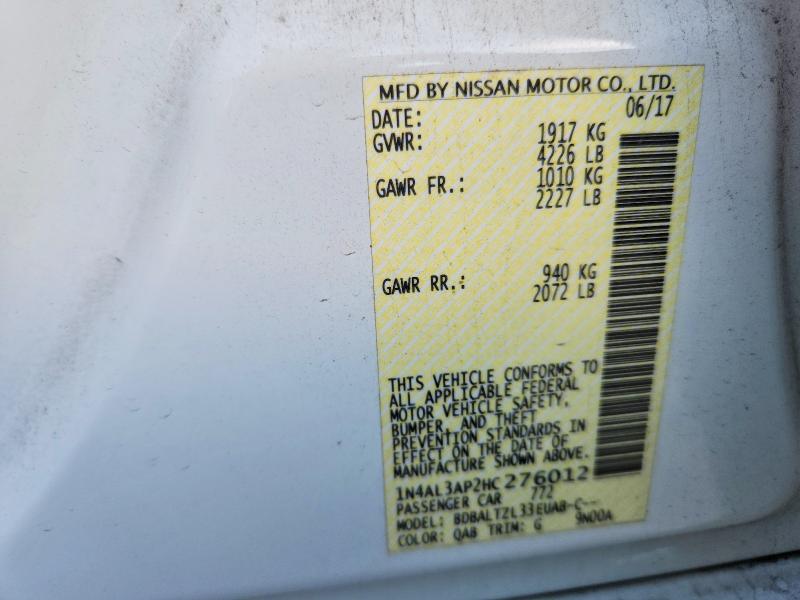 58459276 :رقم المزاد ، 1N4AL3AP2HC276012 vin ، 2017 Nissan Altima مزاد بيع