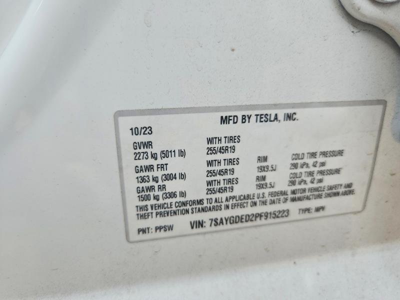 Aukcja sprzedaży 2023 Tesla Model Y, vin: 7SAYGDED2PF915223, numer aukcji: 59219366