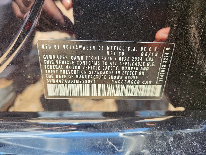 62811006 :رقم المزاد ، 3VW447AU0JM288081 vin ، 2018 Volkswagen Gti مزاد بيع