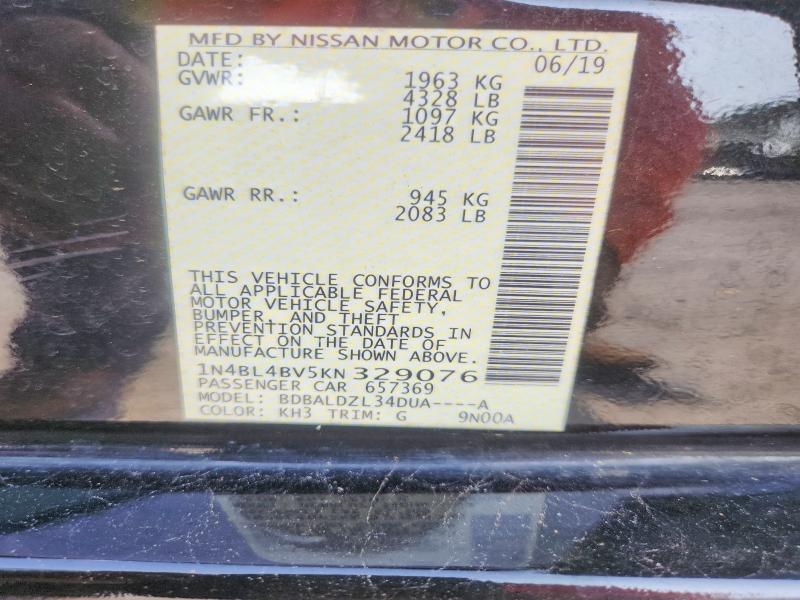 Aukcja sprzedaży 2019 Nissan Altima, vin: 1N4BL4BV5KN329076, numer aukcji: 63424156