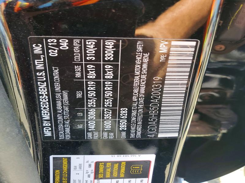 Aukcja sprzedaży 2013 Mercedes-benz Ml, vin: 4JGDA5HB5DA200319, numer aukcji: 61483696
