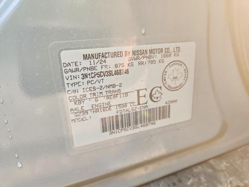2025 Nissan Kicks Play მანქანა იყიდება აუქციონზე, vin: 3N1CP5CV3SL468746, აუქციონის ნომერი: 60197126