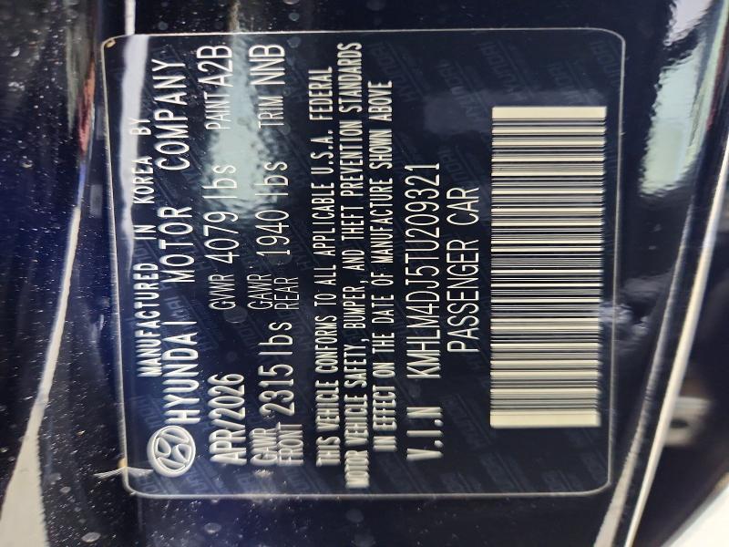2026 Hyundai Elantra Hybrid მანქანა იყიდება აუქციონზე, vin: KMHLM4DJ5TU209321, აუქციონის ნომერი: 60135606