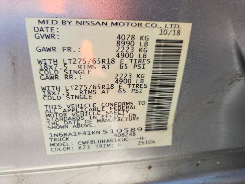 Продаж на аукціоні авто 2019 Nissan Titan Xd, vin: 1N6BA1F41KN510589, номер лоту: 60749966
