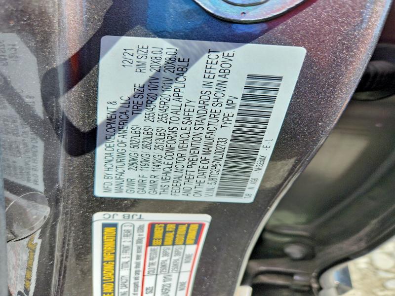 2022 Acura Rdx მანქანა იყიდება აუქციონზე, vin: 5J8TC2H67NL002733, აუქციონის ნომერი: 60255746