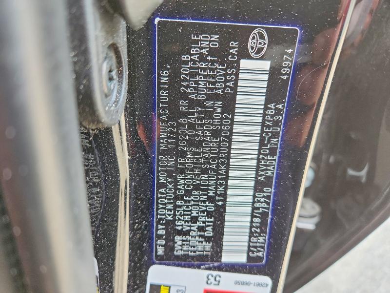 59950006 :رقم المزاد ، 4T1K31AK3RU070602 vin ، 2024 Toyota Camry مزاد بيع