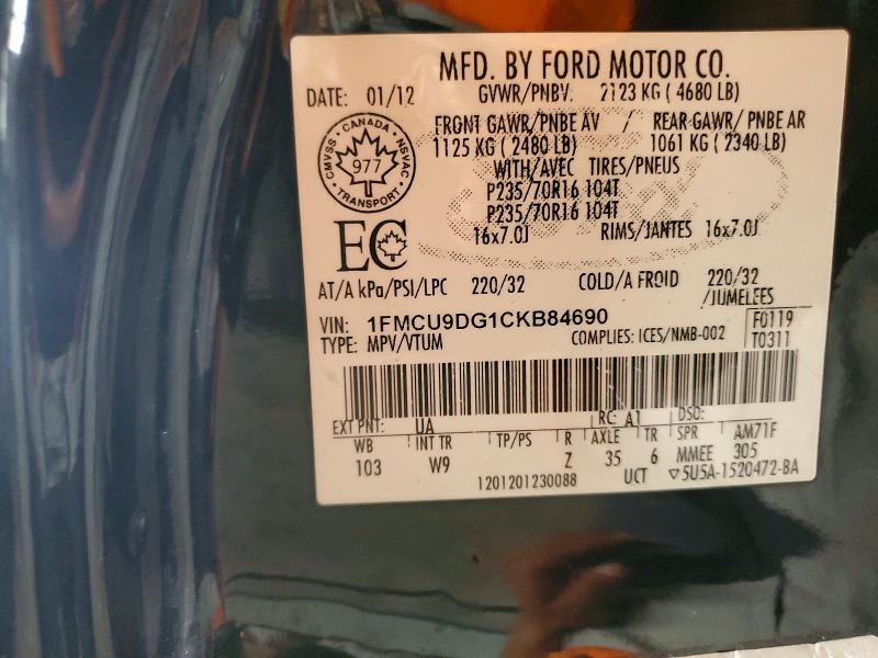 Продажа на аукционе авто 2012 Ford Escape, vin: 1FMCU9DG1CKB84690, номер лота: 60356736