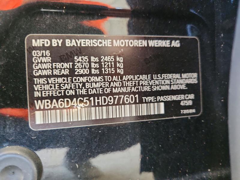 61738316 :رقم المزاد ، WBA6D4C51HD977601 vin ، 2017 Bmw 650 مزاد بيع