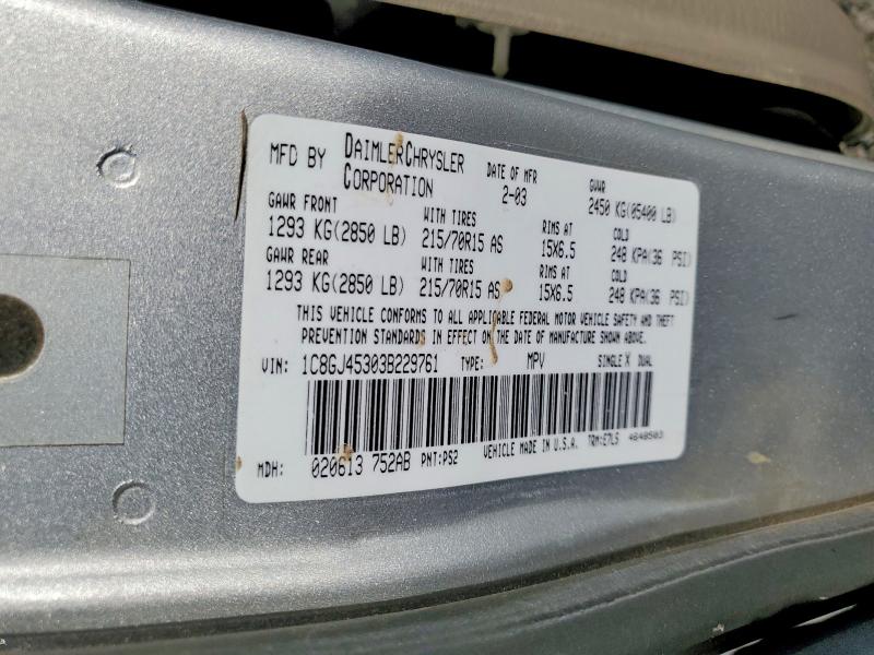 2003 Chrysler Voyager მანქანა იყიდება აუქციონზე, vin: 1C8GJ45303B229761, აუქციონის ნომერი: 61003636