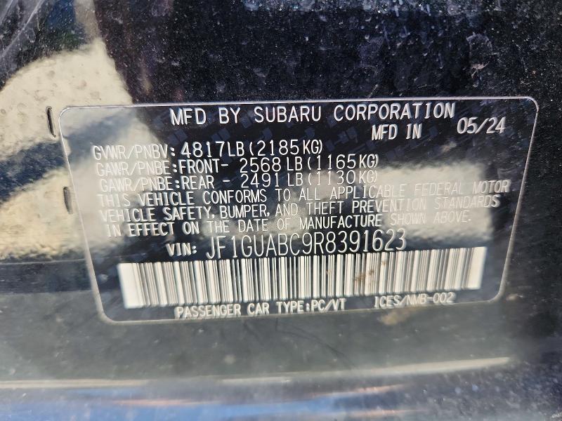 Продаж на аукціоні авто 2024 Subaru Impreza, vin: JF1GUABC9R8391623, номер лоту: 62352596